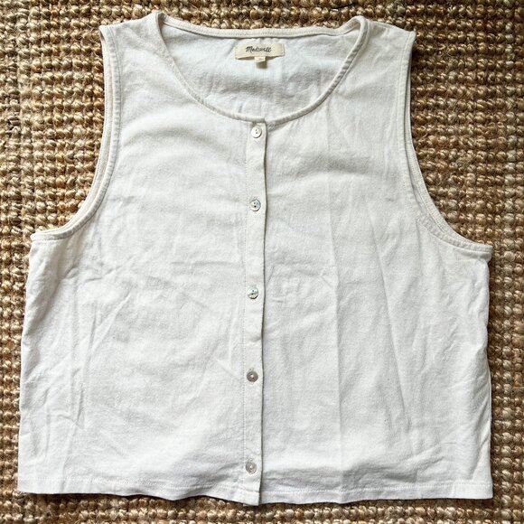 Madewell Button-Front Crewneck Crop Tank Vest - M - Picture 5 of 5